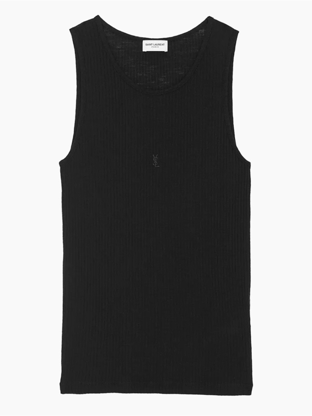 Saint Laurent (YSL) Black Ribbed Cassandre Tank Top - new without tags